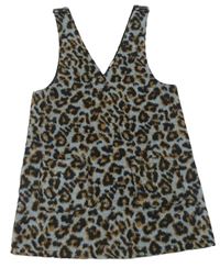 Modro-černo-hnědé vlněné šaty s leopardím vzorem Tu