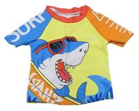 Žluto-modro-oranžové UV tričko se žralokem Shein