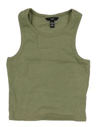 Khaki žebrovaný crop top New Look