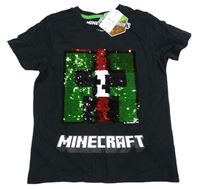 Černé tričko s obrázkem z flitrů - Minecraft Nutmeg
