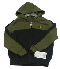 Khaki-černá propínací mikina s logem a kapucí Ellesse