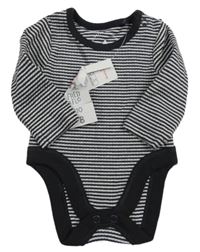 Nové - Antracitovo-bílé pruhované body F&F