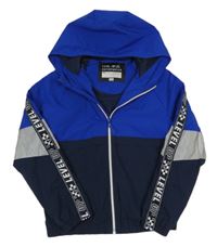 Modro-tmavomodrá šusťáková podzimní bunda s kapucí F&F