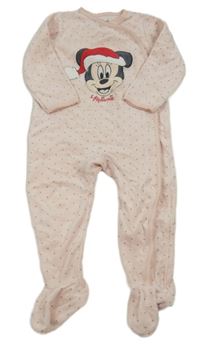 Světlerůžový puntíkatý sametový overal s Minnie C&A
