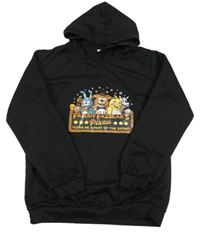 Černá slabá mikina s potiskem a kapucí