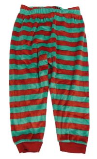Zeleno-červené pruhované plyšové pyžamové kalhoty M&S