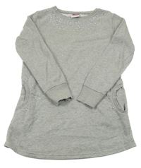 Šedá třpytivá šatová mikina s kamínky Yigga