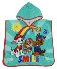 Tyrkysové froté osuškové pončo s kapucí - Tlapková patrola