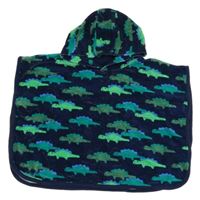 Tmavomodré froté osuškové pončo s diny a kapucí M&S