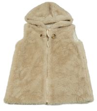 Béžová kožešinová podšitá vesta s kapucí Nutmeg