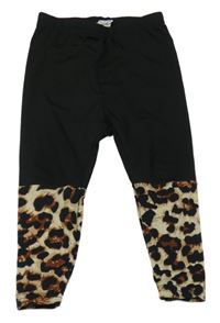 Černo-béžové legíny s leopardím vzorem Shein