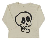 Smetanové triko s lebkou H&M