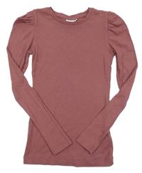 Starorůžové žebrované triko Name it