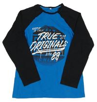 Černo-modré triko s nápisy C&A