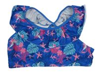 Tmavomodro-růžová květovaná plavková lambáda s volánky Alive