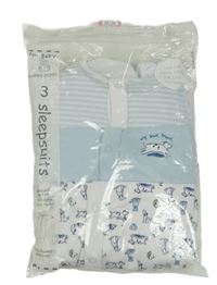 Nové - 3set - 3x Světlemodro-bílý overal s pejsky Dunnes