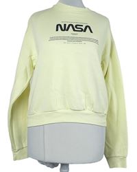 Dámská žlutá crop mikina s nápisy NASA H&M