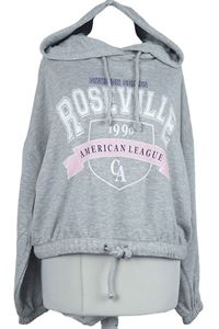 Dámská šedá crop mikina s nápisy a kapucí Primark 