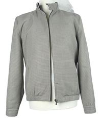 Pánská bílo-černo-béžová kostičkovaná lehká bunda Primark 