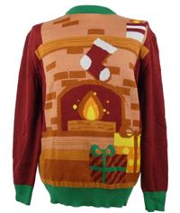 Pánský vínovo-zelený vánoční svetr s obrázkem H&M