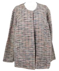 Dámský růžovo-modro-černý melírovaný sakový pletený cardigán Thea vel. 56