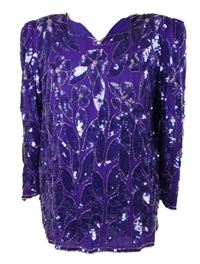 Dámská fialová květovaná flitrová halenka 