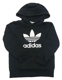 Černá mikina s logem a kapucí Adidas