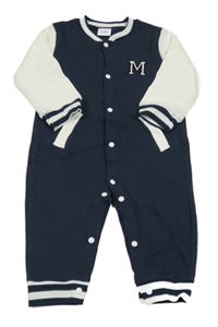 Tmavomodro-bílý overal s písmenem