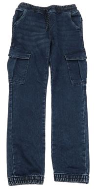 Tmavomodré teplákové cargo rifle Yigga