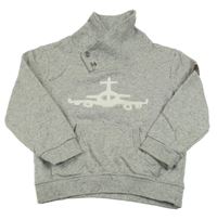 Světlešedá melírovaná mikina s letadlem Topolino