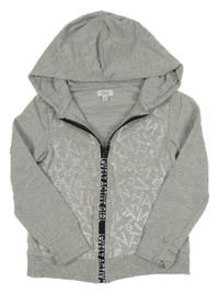 Světlešedá propínací mikina s písmeny a kapucí OVS