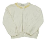 Bílý propínací svetr s kytičkami Matalan