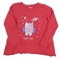 Tmavorůžové triko se sovou Lupilu