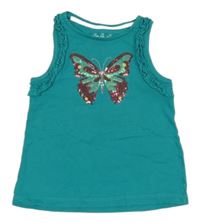 Petrolejový top s motýlem BE HAPPY