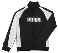 Černo-bílá sportovní funkční propínací mikina s nápisem Puma