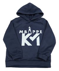 Tmavomodrá mikina s nápisem a kapucí 
