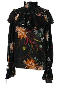 Dámská černá šifonová halenka s květy a volánky H&M