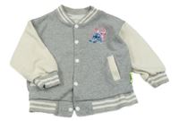 Šedo-krémová propínací mikina se Stitchem