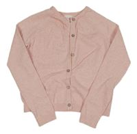 Světlerůžový žíhaný propínací svetr Next