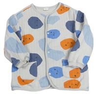 Šedá žebrovaná propínací mikina se smajlíky H&M