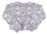 Lila-bílá batikovaná crop mikina H&M