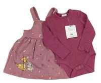 2set - Růžovofialové teplákové laclové šaty s Bambim + vínové body Disney