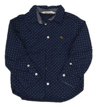 Tmavomodrá puntíkatá košile s výšivkou H&M