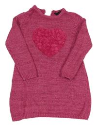 Růžové melírované pletené šaty se srdcem George