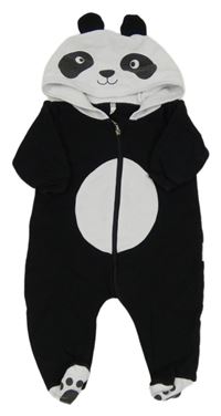 Černo-bílá tepláková kombinéza s kapucí 