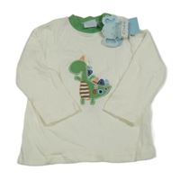 Nové - Smetanové triko s dinosaurem 