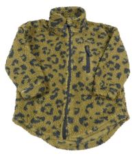 Hnědo-tmavošedá vzorovaná huňatá bunda George