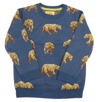 Tmavomodrý vlněný svetr s medvídky Tu