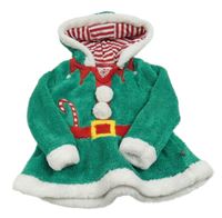 Zeleno-bílo-červená chlupatá mikina s kapucí - Elf F&F