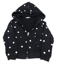 Tmavomodrá puntíkatá propínací mikina s kapucí H&M